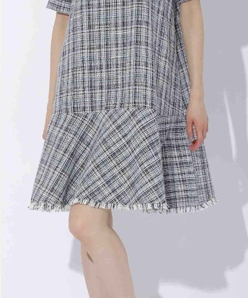 【セール】ツイードフリンジ5分袖ミニワンピース（ワンピース）｜And Couture（アンドクチュール）