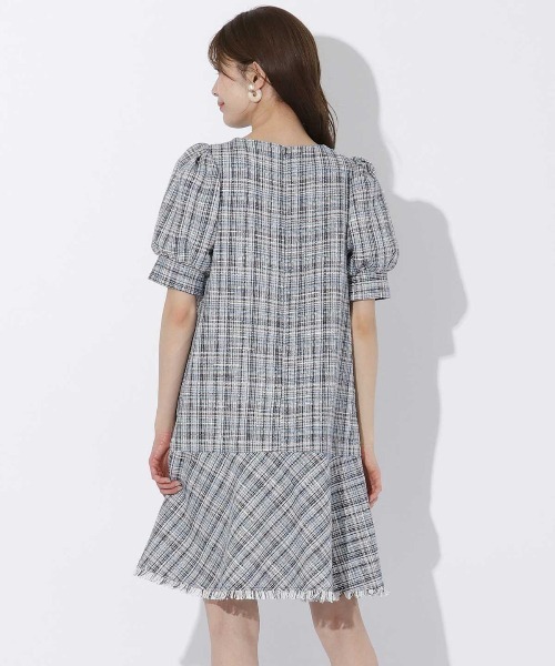 【セール】ツイードフリンジ5分袖ミニワンピース（ワンピース）｜And Couture（アンドクチュール）