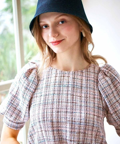 【セール】ツイードフリンジ5分袖ミニワンピース（ワンピース）｜And Couture（アンドクチュール）