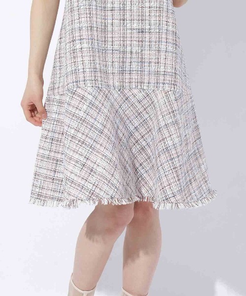 【セール】ツイードフリンジ5分袖ミニワンピース（ワンピース）｜And Couture（アンドクチュール）