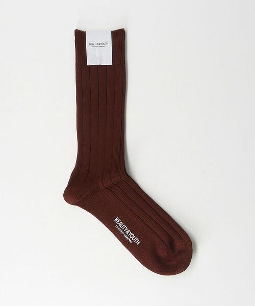 BEAUTY&YOUTH UNITED ARROWS(ビューティーアンドユースユナイテッドアローズ)の「シルケット リブ レギュラー ソックス(ソックス/靴下・メンズ・ホワイト/コバルトブルー/マスタード/ブラック/ダークブラウン・FREE)」の3枚目の写真