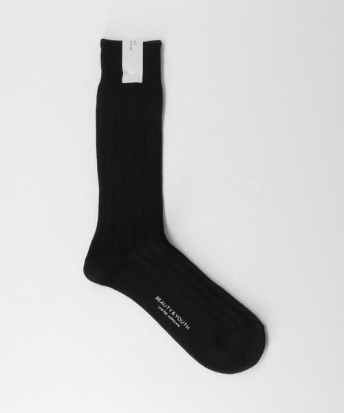 BEAUTY&YOUTH UNITED ARROWS(ビューティーアンドユースユナイテッドアローズ)の「シルケット リブ レギュラー ソックス(ソックス/靴下・メンズ・ホワイト/コバルトブルー/マスタード/ブラック/ダークブラウン・FREE)」の2枚目の写真