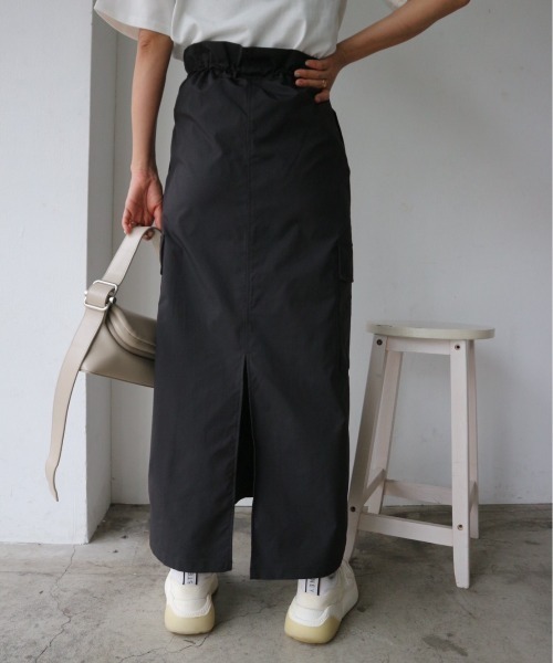TRUNC（トランクエイティーエイト）の「Drawstring Cargo Skirt（スカート・レディース・ベージュ/ブラック・FREE）」の9枚目の写真