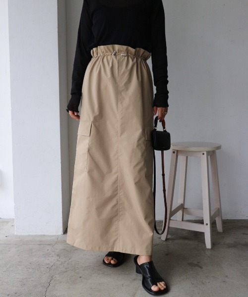 TRUNC（トランクエイティーエイト）の「Drawstring Cargo Skirt（スカート・レディース・ベージュ/ブラック・FREE）」の10枚目の写真