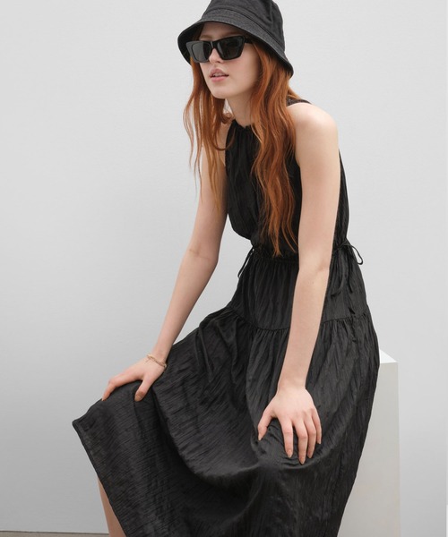 GAP（ギャップ）の「サテン ハイネック ミディワンピース（ワンピース