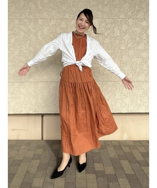 GAP（ギャップ）の「サテン ハイネック ミディワンピース（ワンピース
