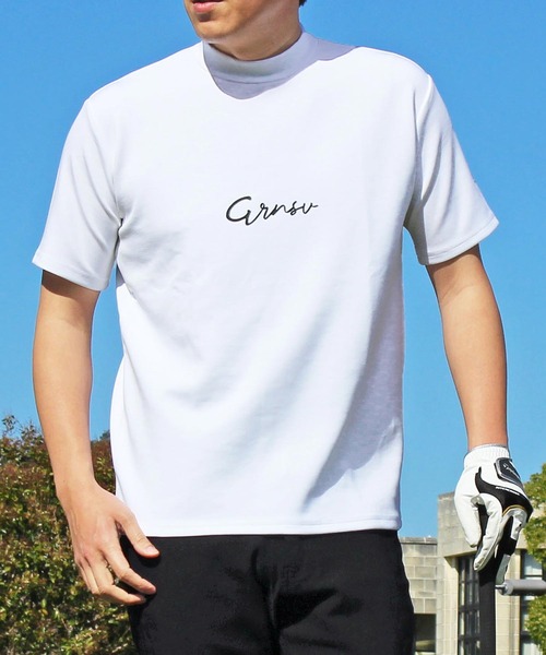 GIORNO SEVEN(ジョルノセブン)の「接触冷感 ゴルフ 半袖 ロゴ モックネックシャツ ゴルフウェア メンズ(Tシャツ/カットソー・メンズ・ホワイト/ネイビー/ブラック/ターコイズブルー/カーキ/チャコールグレー/ライトグレー・M/L/XL/XXL/3XL)」の2枚目の写真