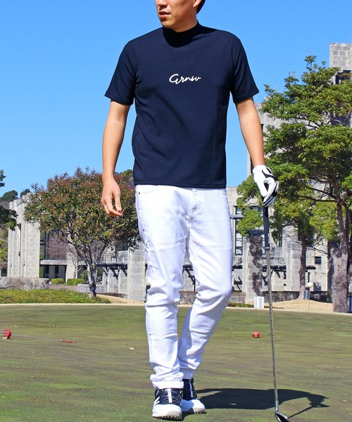 GIORNO SEVEN(ジョルノセブン)の「接触冷感 ゴルフ 半袖 ロゴ モックネックシャツ ゴルフウェア メンズ(Tシャツ/カットソー・メンズ・ホワイト/ネイビー/ブラック/ターコイズブルー/カーキ/チャコールグレー/ライトグレー・M/L/XL/XXL/3XL)」の13枚目の写真