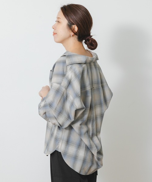 URBAN RESEARCH Sonny Label（アーバンリサーチサニーレーベル）の「TRリネンオーバーシャツ（シャツ/ブラウス・レディース・ホワイト/ベージュ/チェック/ブルー・FREE）」の6枚目の写真