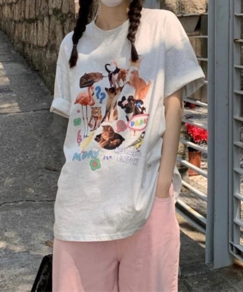 VIBGYOR(ヴィブジョー)の「【バーレスク】コラージュキャットTシャツ(BQ)(Tシャツ/カットソー・メンズ・ベージュ/アイボリー・FREE)」の4枚目の写真