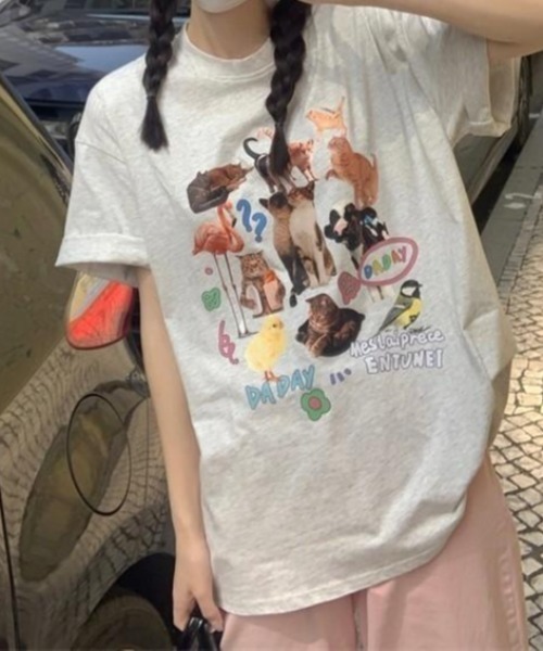 VIBGYOR(ヴィブジョー)の「【バーレスク】コラージュキャットTシャツ(BQ)(Tシャツ/カットソー・メンズ・ベージュ/アイボリー・FREE)」の11枚目の写真