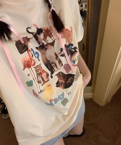 VIBGYOR(ヴィブジョー)の「【バーレスク】コラージュキャットTシャツ(BQ)(Tシャツ/カットソー・メンズ・ベージュ/アイボリー・FREE)」の17枚目の写真