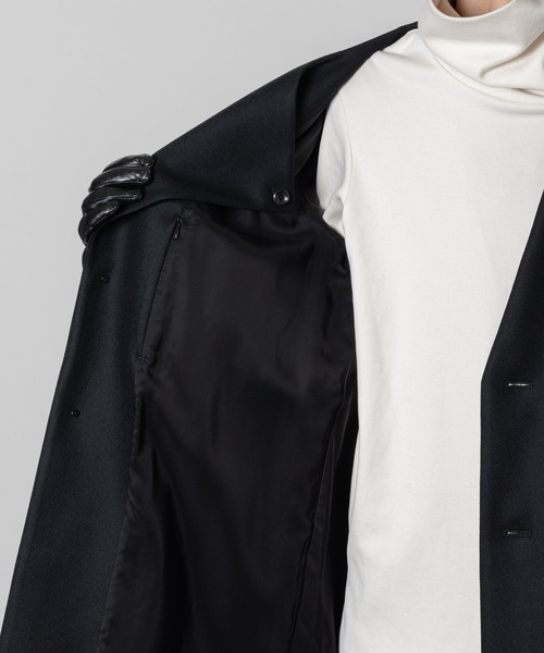 ATTACHMENT（アタッチメント）の「ウール ダブルメルトン カラーレス チェスターコート / WO DOUBLE MELTON COLLARLESS CHESTER COAT（ノーカラーコート・メンズ・ブラック/ダークグレー・3/2/1）」の15枚目の写真