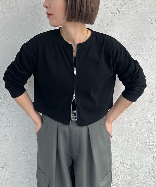 セール】2WAYジップショートリブカットカーディガン【ZOZOTOWN