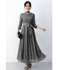 セール】【LEJA】リボン付きパフスリーブシアーボレロ刺繍レース