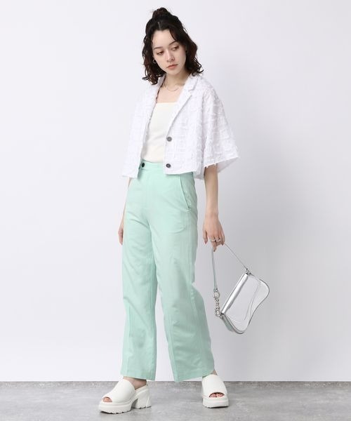 「JEANASIS」 長袖シャツ FREE グリーン系その他 レディース JEANASIS ジーナシス シャツチュニック 長袖 胸ポケット無し