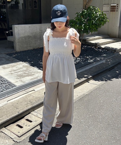 one after another NICE CLAUP（ワンアフターアナザーナイスクラップ）の「ワンポイント刺繍キャップ（キャップ・レディース・ホワイト/ネイビー/ラベンダー・FREE）」の13枚目の写真