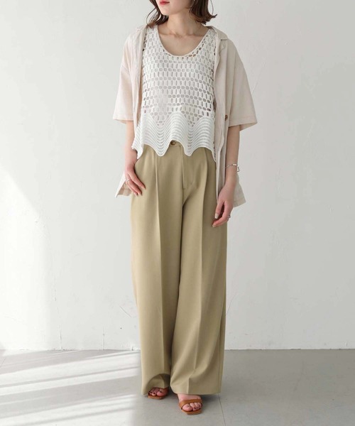 HER CLOSET（ハークローゼット）の「 【HER CLOSET】WEB限定クロシェベスト WEB LIMITED CROCHET VEST（ベスト・レディース・オフホワイト/ブラック・M）」の4枚目の写真