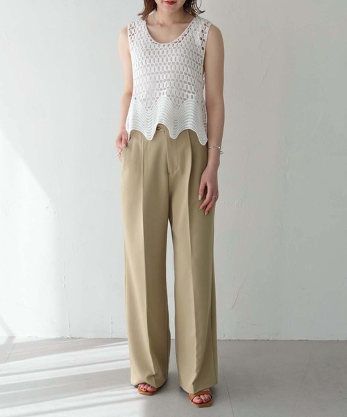 HER CLOSET（ハークローゼット）の「 【HER CLOSET】WEB限定クロシェベスト WEB LIMITED CROCHET VEST（ベスト・レディース・オフホワイト/ブラック・M）」の3枚目の写真