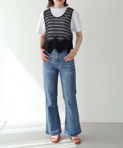 HER CLOSET（ハークローゼット）の「 【HER CLOSET】WEB限定クロシェベスト WEB LIMITED CROCHET VEST（ベスト・レディース・オフホワイト/ブラック・M）」の16枚目の写真