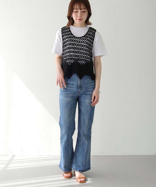 HER CLOSET（ハークローゼット）の「 【HER CLOSET】WEB限定クロシェベスト WEB LIMITED CROCHET VEST（ベスト・レディース・オフホワイト/ブラック・M）」の15枚目の写真