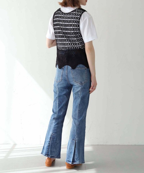 HER CLOSET（ハークローゼット）の「 【HER CLOSET】WEB限定クロシェベスト WEB LIMITED CROCHET VEST（ベスト・レディース・オフホワイト/ブラック・M）」の17枚目の写真
