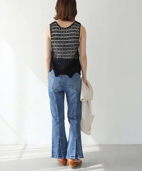 HER CLOSET（ハークローゼット）の「 【HER CLOSET】WEB限定クロシェベスト WEB LIMITED CROCHET VEST（ベスト・レディース・オフホワイト/ブラック・M）」の9枚目の写真