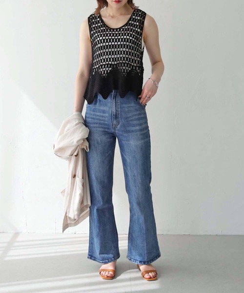 HER CLOSET（ハークローゼット）の「 【HER CLOSET】WEB限定クロシェベスト WEB LIMITED CROCHET VEST（ベスト・レディース・オフホワイト/ブラック・M）」の7枚目の写真