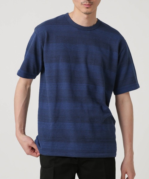 NANO universe(ナノユニバース)の「LB.03/メランジボーダークルーネックTシャツ(Tシャツ/カットソー・メンズ・ネイビー/レッド/ブラウン・S/M/L)」の3枚目の写真
