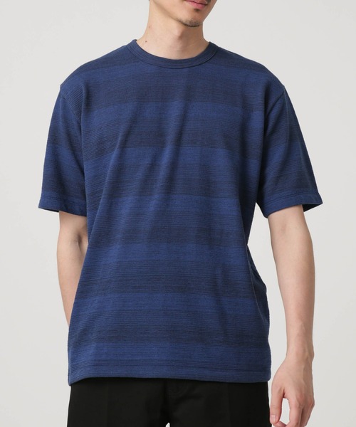 NANO universe(ナノユニバース)の「LB.03/メランジボーダークルーネックTシャツ(Tシャツ/カットソー・メンズ・ネイビー/レッド/ブラウン・S/M/L)」の4枚目の写真