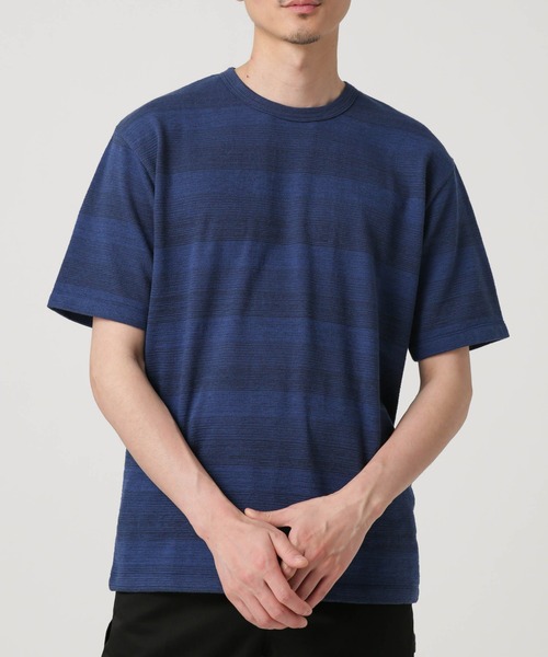 NANO universe(ナノユニバース)の「LB.03/メランジボーダークルーネックTシャツ(Tシャツ/カットソー・メンズ・ネイビー/レッド/ブラウン・S/M/L)」の5枚目の写真