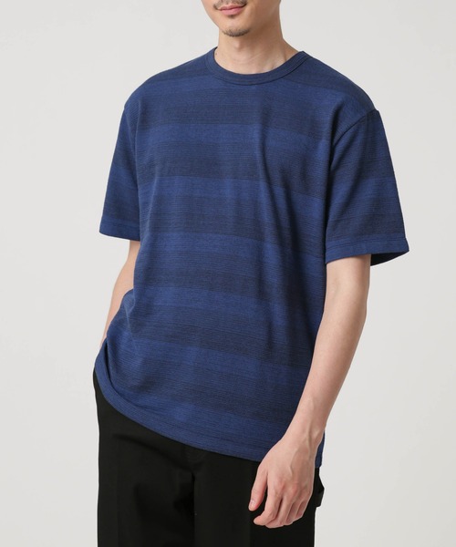 NANO universe(ナノユニバース)の「LB.03/メランジボーダークルーネックTシャツ(Tシャツ/カットソー・メンズ・ネイビー/レッド/ブラウン・S/M/L)」の6枚目の写真