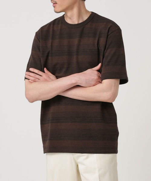 NANO universe(ナノユニバース)の「LB.03/メランジボーダークルーネックTシャツ(Tシャツ/カットソー・メンズ・ネイビー/レッド/ブラウン・S/M/L)」の8枚目の写真