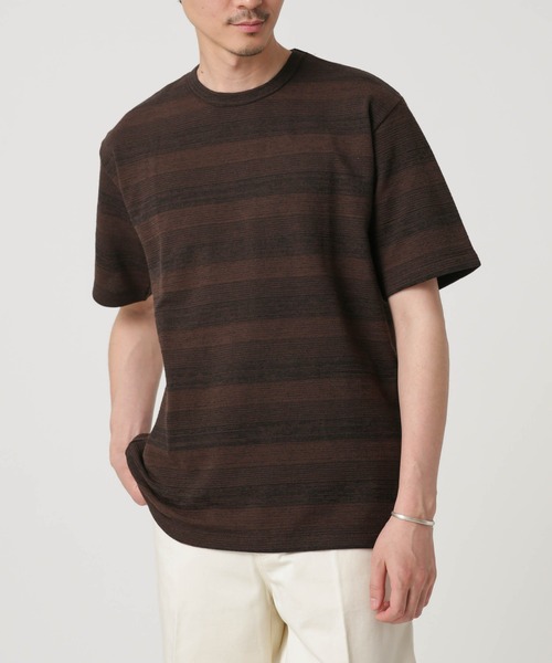 NANO universe(ナノユニバース)の「LB.03/メランジボーダークルーネックTシャツ(Tシャツ/カットソー・メンズ・ネイビー/レッド/ブラウン・S/M/L)」の9枚目の写真