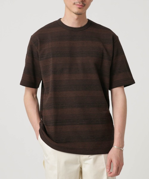 NANO universe(ナノユニバース)の「LB.03/メランジボーダークルーネックTシャツ(Tシャツ/カットソー・メンズ・ネイビー/レッド/ブラウン・S/M/L)」の10枚目の写真