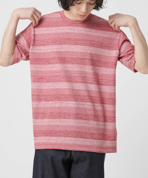 NANO universe(ナノユニバース)の「LB.03/メランジボーダークルーネックTシャツ(Tシャツ/カットソー・メンズ・ネイビー/レッド/ブラウン・S/M/L)」の14枚目の写真