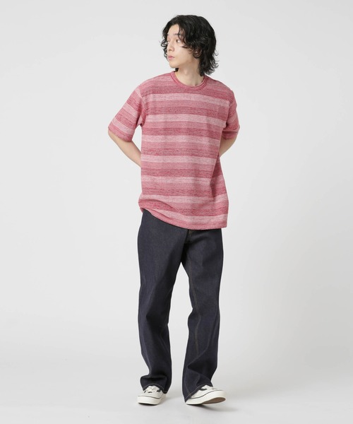 NANO universe(ナノユニバース)の「LB.03/メランジボーダークルーネックTシャツ(Tシャツ/カットソー・メンズ・ネイビー/レッド/ブラウン・S/M/L)」の15枚目の写真
