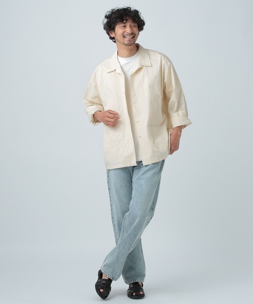 BAYFLOW（ベイフロー）の「キューバシャツ（シャツ/ブラウス・メンズ・オフホワイト/セージグリーン・MEDIUM/LARGE）」の15枚目の写真