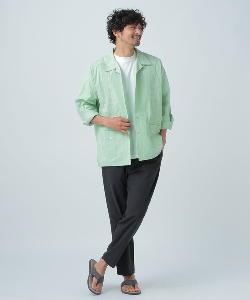 BAYFLOW（ベイフロー）の「キューバシャツ（シャツ/ブラウス・メンズ・オフホワイト/セージグリーン・MEDIUM/LARGE）」の6枚目の写真
