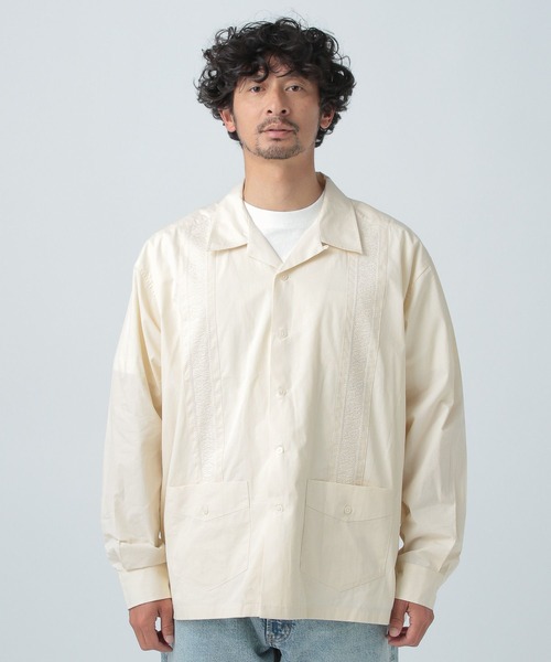 BAYFLOW（ベイフロー）の「キューバシャツ（シャツ/ブラウス・メンズ・オフホワイト/セージグリーン・MEDIUM/LARGE）」の12枚目の写真