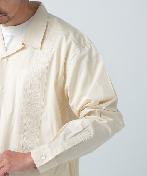 BAYFLOW（ベイフロー）の「キューバシャツ（シャツ/ブラウス・メンズ・オフホワイト/セージグリーン・MEDIUM/LARGE）」の14枚目の写真