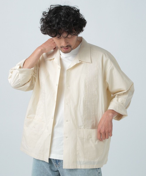 BAYFLOW（ベイフロー）の「キューバシャツ（シャツ/ブラウス・メンズ・オフホワイト/セージグリーン・MEDIUM/LARGE）」の4枚目の写真
