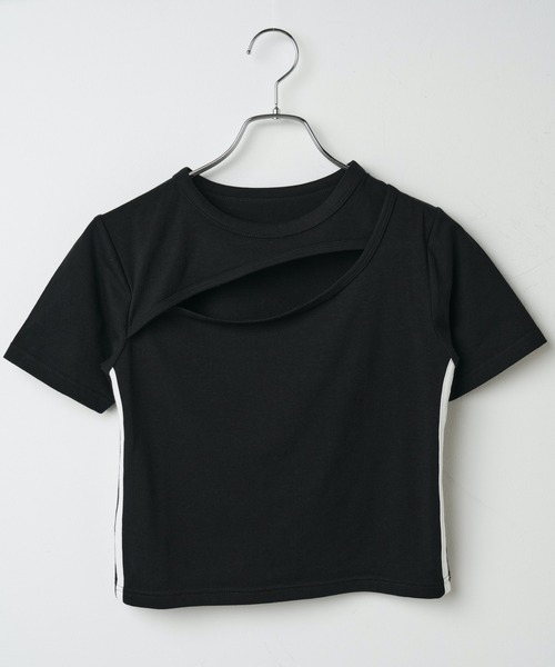 WEGO（ウィゴー）の「WEGO/カットアウトデザインラインT（Tシャツ/カットソー・レディース・ホワイト/ブラック・FREE）」の18枚目の写真