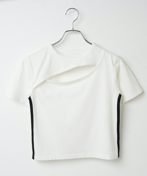WEGO（ウィゴー）の「WEGO/カットアウトデザインラインT（Tシャツ/カットソー・レディース・ホワイト/ブラック・FREE）」の17枚目の写真