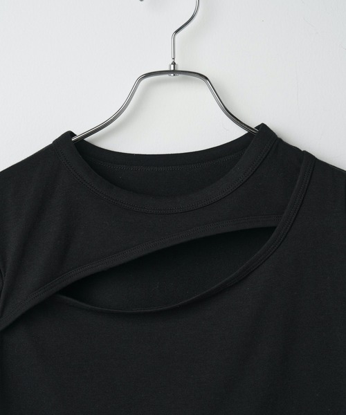 WEGO（ウィゴー）の「WEGO/カットアウトデザインラインT（Tシャツ/カットソー・レディース・ホワイト/ブラック・FREE）」の19枚目の写真