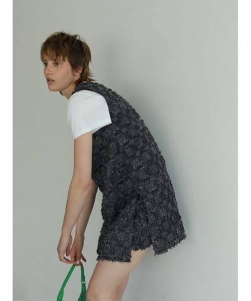 AMAIL（アマイル）の「Tweed motif box dress（サロペット/オーバーオール・レディース・ブラック/ブルー・FREE）」の9枚目の写真