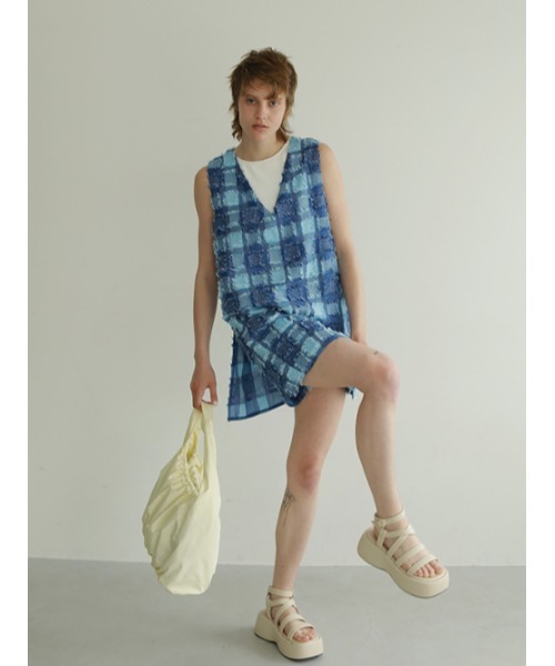 AMAIL（アマイル）の「Tweed motif box dress（サロペット/オーバーオール・レディース・ブラック/ブルー・FREE）」の6枚目の写真