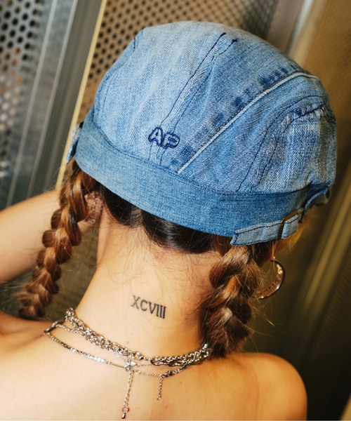 atmos pink（アトモスピンク）の「atmos pink リメイクデニム ハンチング（ハンチング/ベレー帽・レディース・ブルー・FREE）」の9枚目の写真