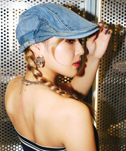 atmos pink（アトモスピンク）の「atmos pink リメイクデニム ハンチング（ハンチング/ベレー帽・レディース・ブルー・FREE）」の7枚目の写真