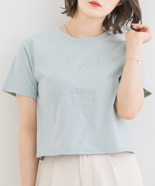 ems excite(エムズエキサイト)の「ラインストーンTEE(Tシャツ/カットソー・レディース・ブラック/ブルー/オフホワイト・FREE)」の3枚目の写真